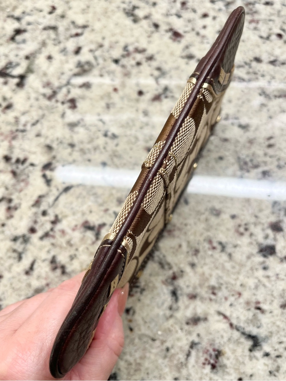 Coach Vintage Signature Canvas Brown Embellished Wristlet Clutch EUC - Picture 5 of 7